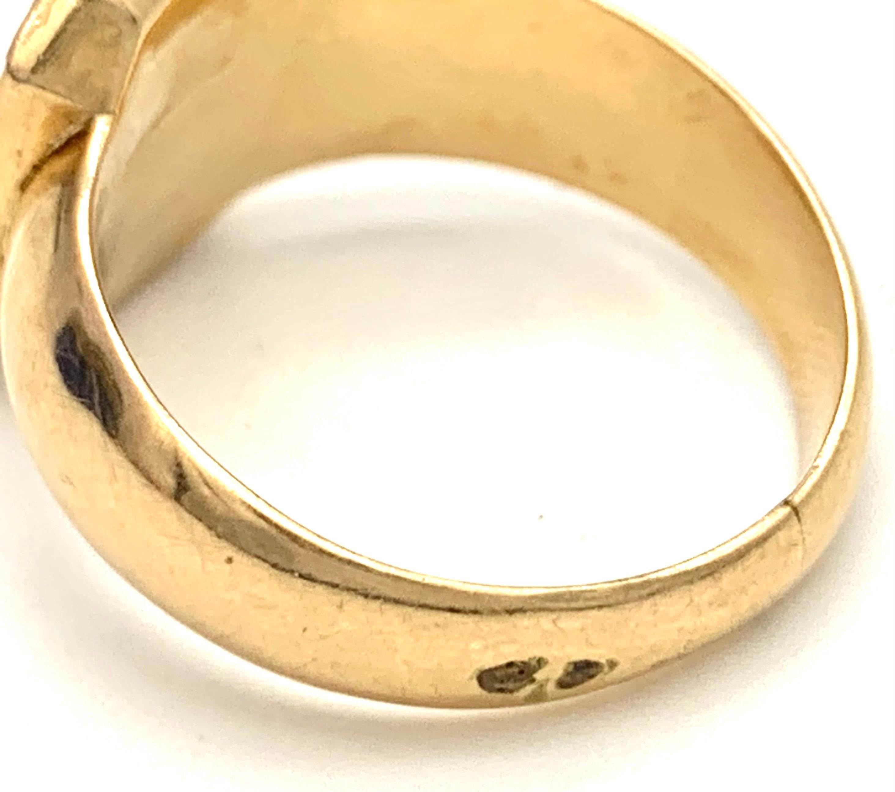 Antique Empire Cast Iron Intaglio 18 Karat Gold Ring  Gentlemen Signet Ring 2