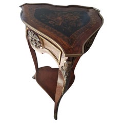 Antique empire console table, decorated  with needle-painted marquetry and coppe
