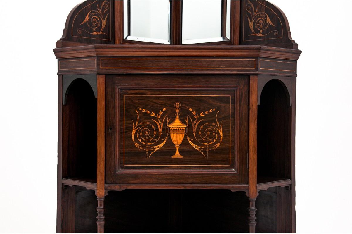 German Antique Empire Corner Cabinet with Mirrors