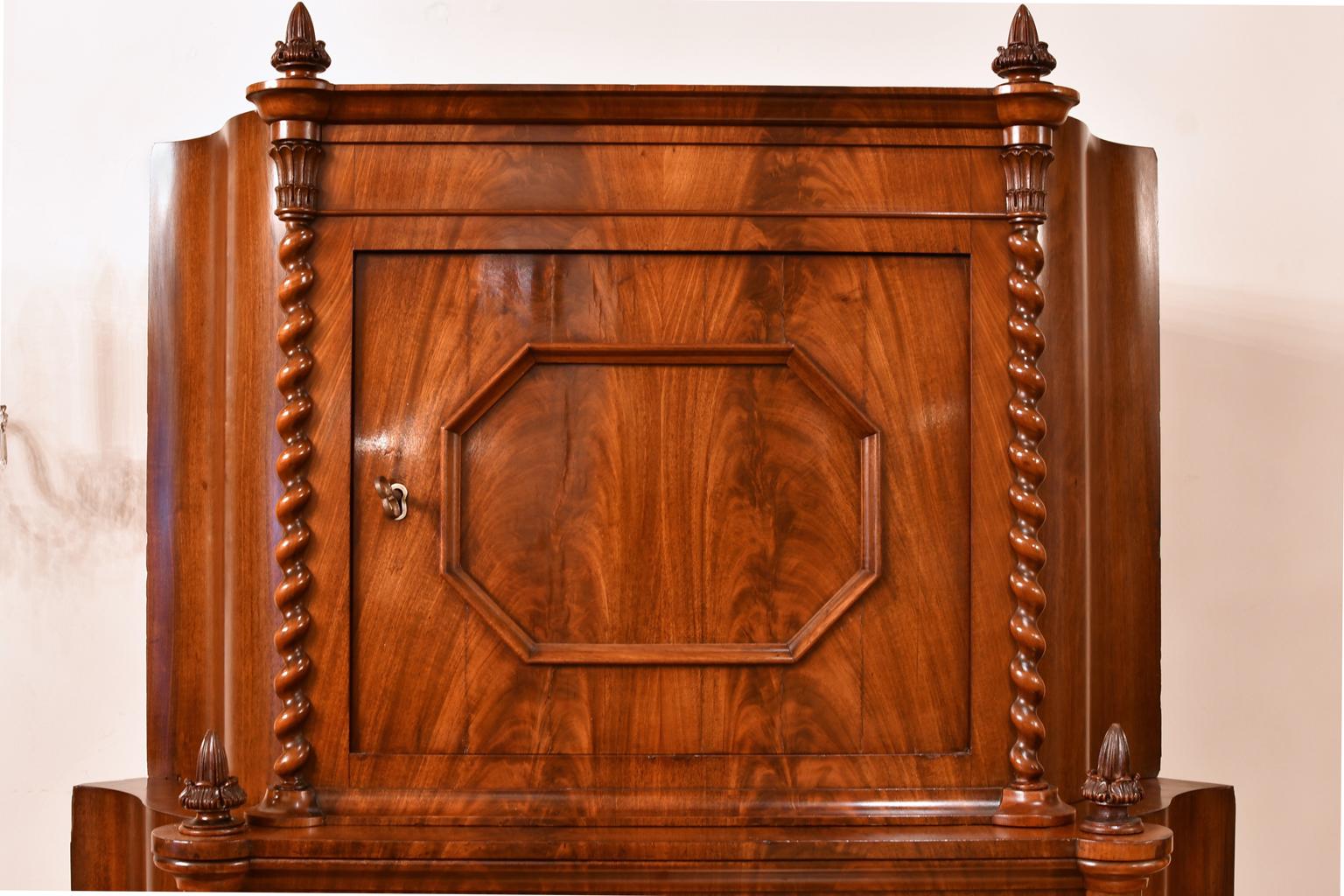 Antique Empire Corner Cupboard/ Cabinet in West Indies Mahogany, Denmark, c 1825 5