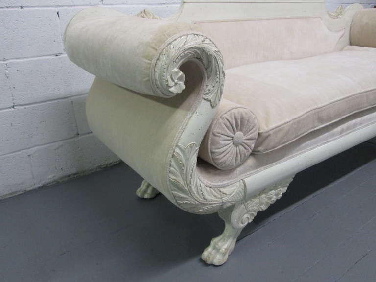 Antique Empire Custom Painted Sofa In Good Condition For Sale In New York, NY