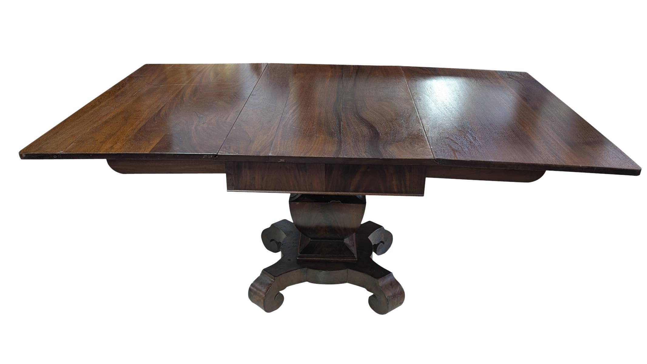 Antique Empire Drop Leaf Mahogany Table, Dining Table In Good Condition For Sale In Oakwood, GA