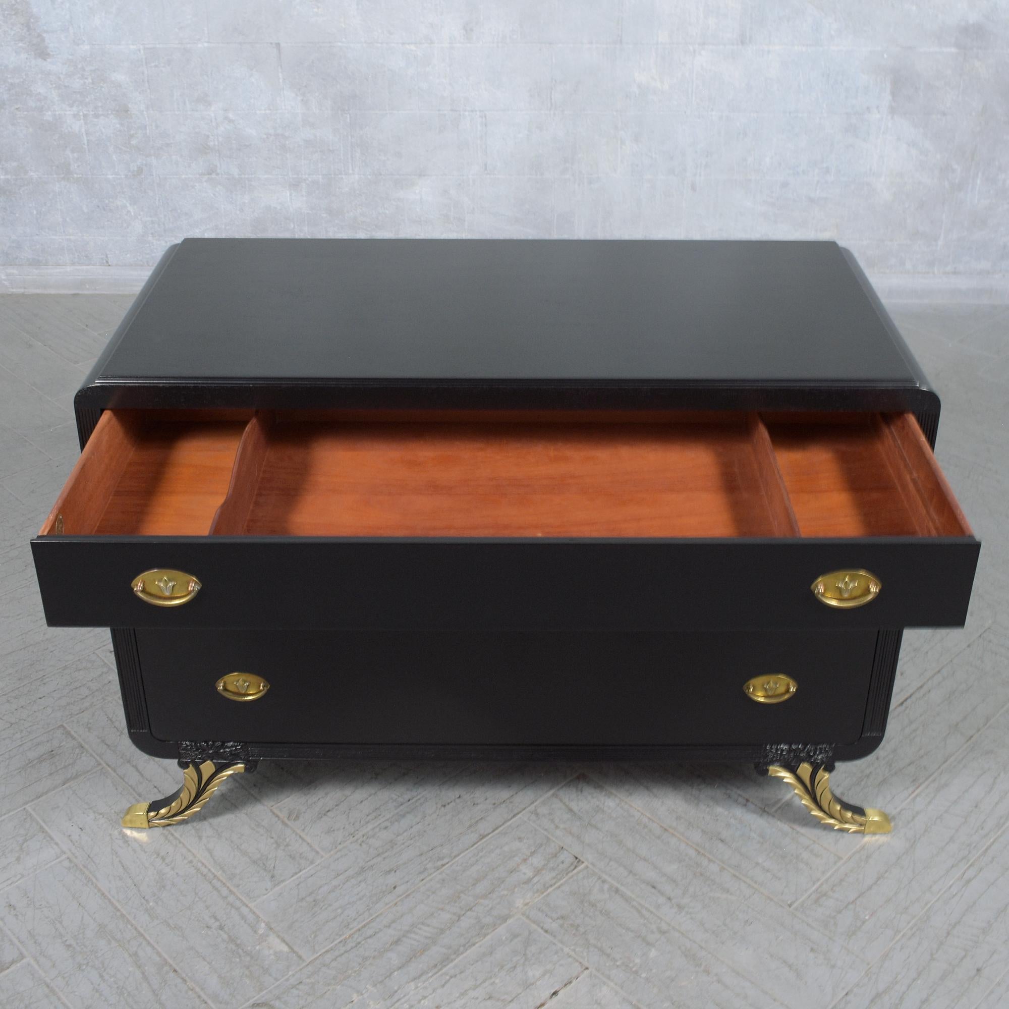 Brass Antique Empire Ebonized Dresser: Timeless Craftsmanship Restored For Sale