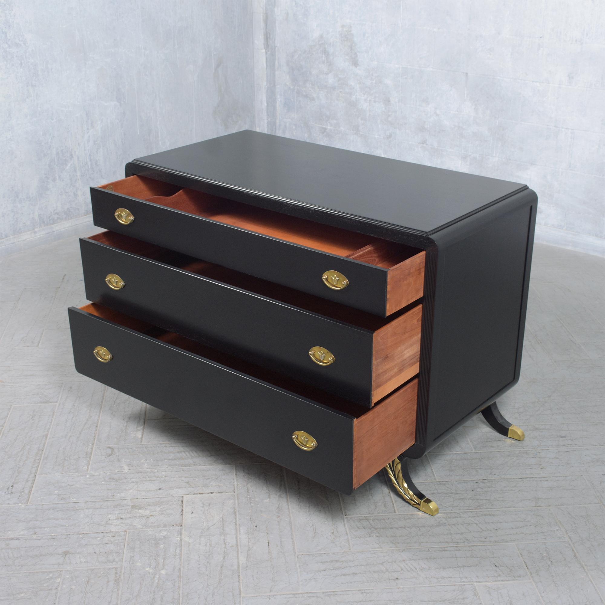 Early 20th Century Antique Empire Ebonized Dresser: Timeless Craftsmanship Restored For Sale