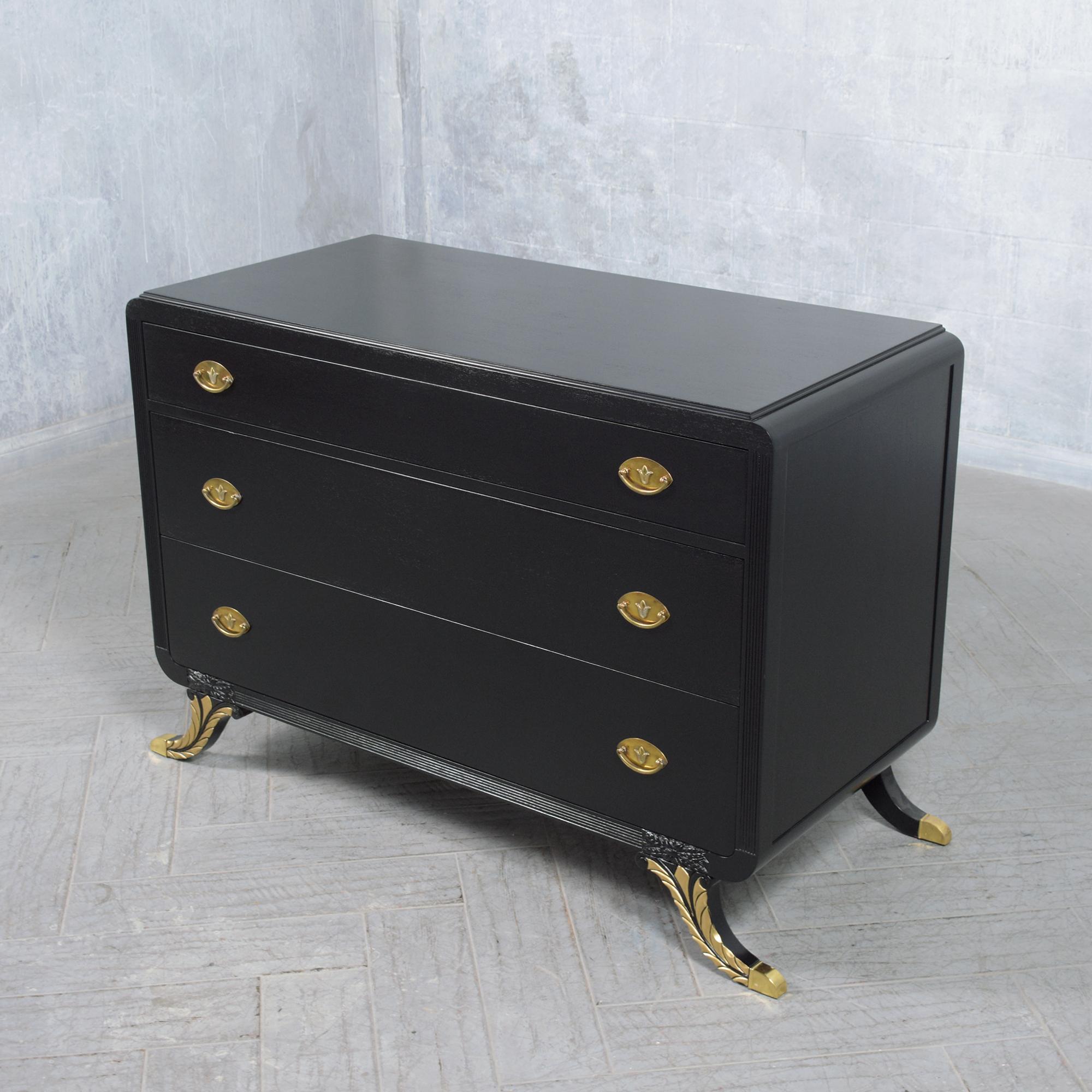 Antique Empire Ebonized Dresser: Timeless Craftsmanship Restored In Good Condition For Sale In Los Angeles, CA