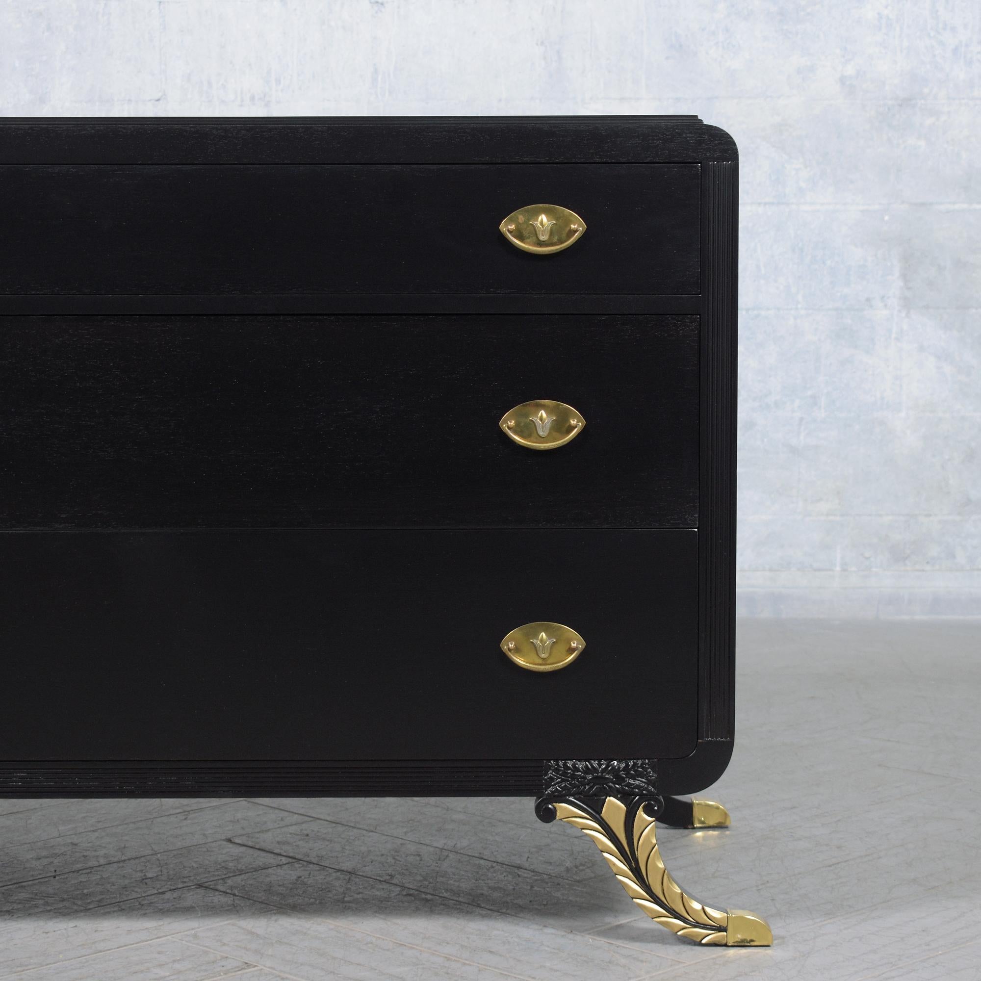 Lacquered Antique Empire Ebonized Dresser: Timeless Craftsmanship Restored For Sale
