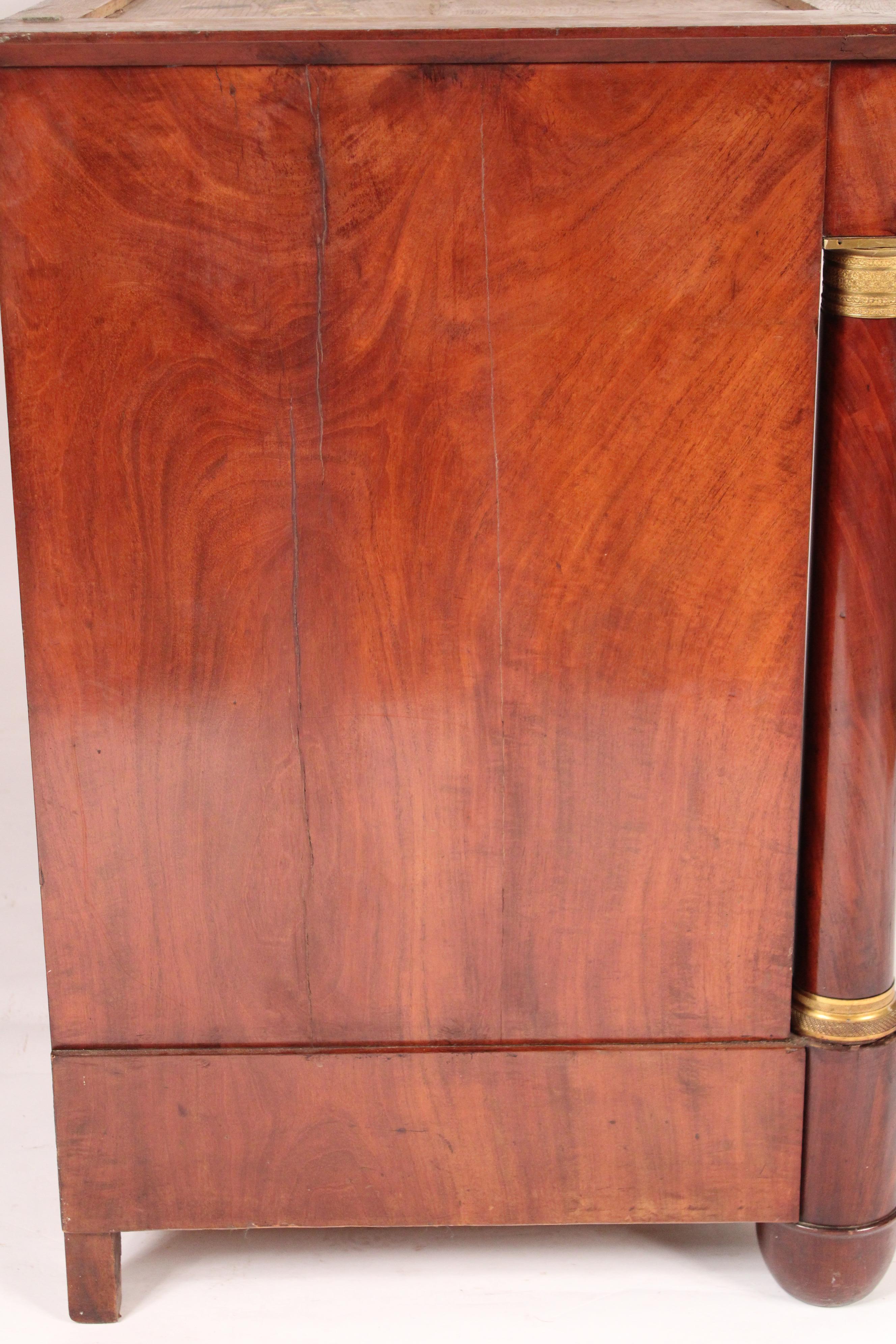 19th Century Antique Empire Flame Mahogany Chest Of Drawers For Sale