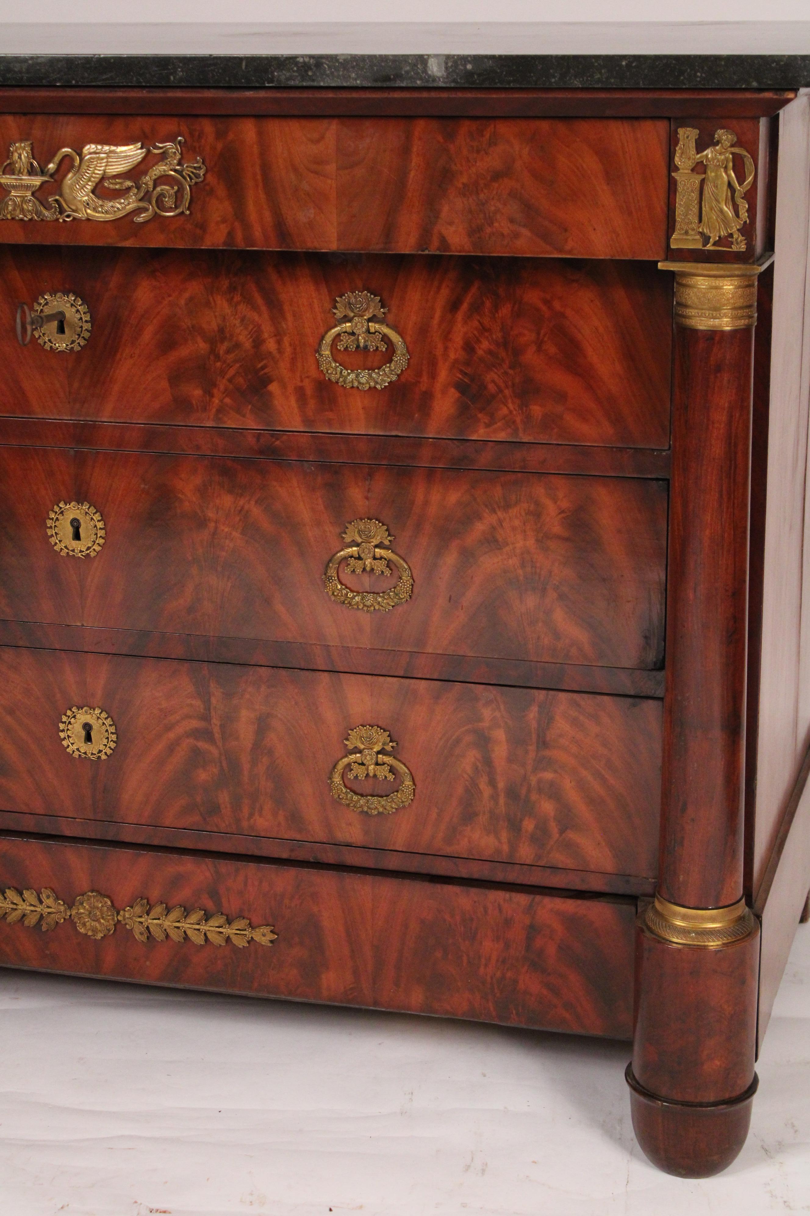 Antique Empire Flame Mahogany Chest Of Drawers For Sale 1