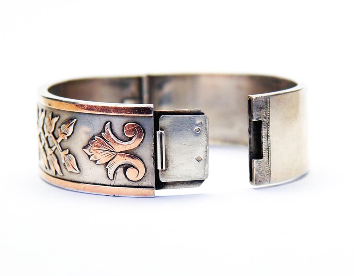 Bracelet Empire Antiques Français en Argent Sterling 14K Or Rose /28gr en vente 8