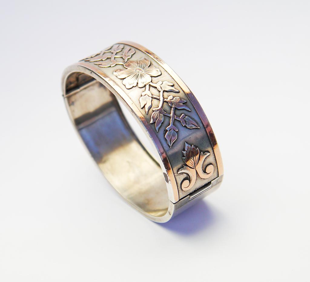 Bracelet Empire Antiques Français en Argent Sterling 14K Or Rose /28gr en vente 1