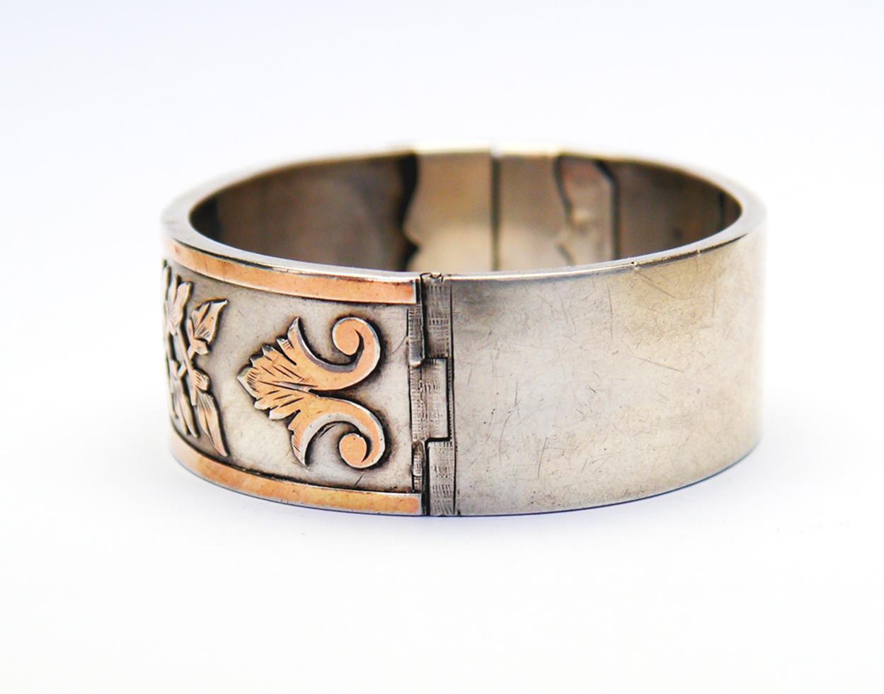 Bracelet Empire Antiques Français en Argent Sterling 14K Or Rose /28gr en vente 4