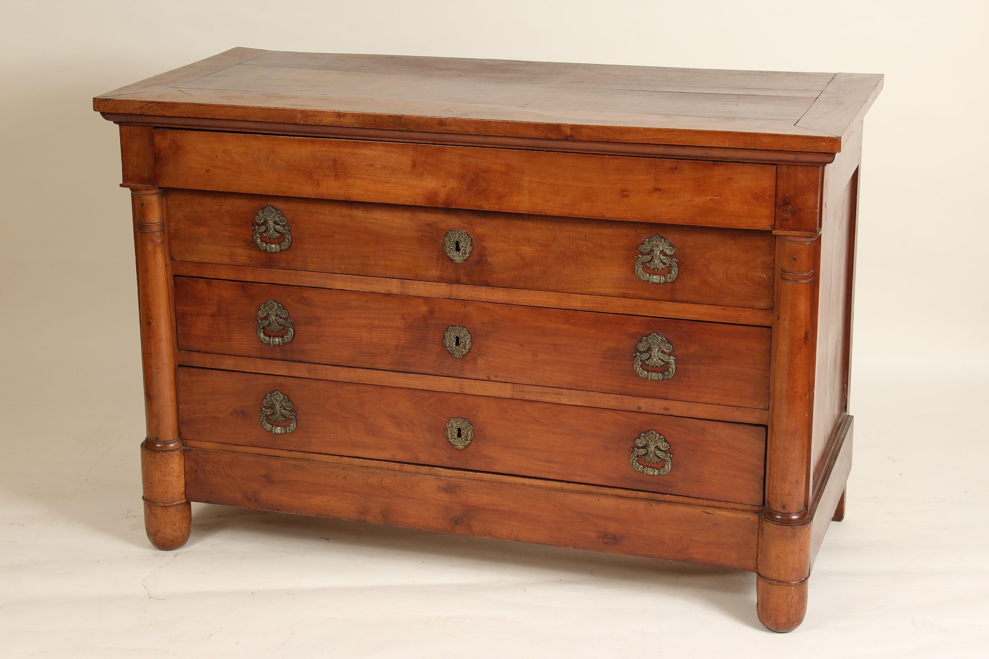 European Antique Empire Fruit Wood Chest of Drawers