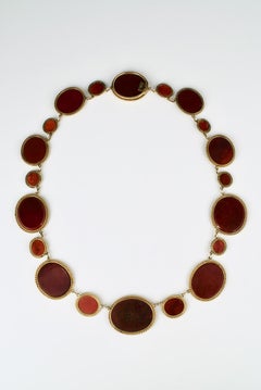 Antique Empire Grand Tour 18 Karat Gold Micro Mosaic Necklace, 1810