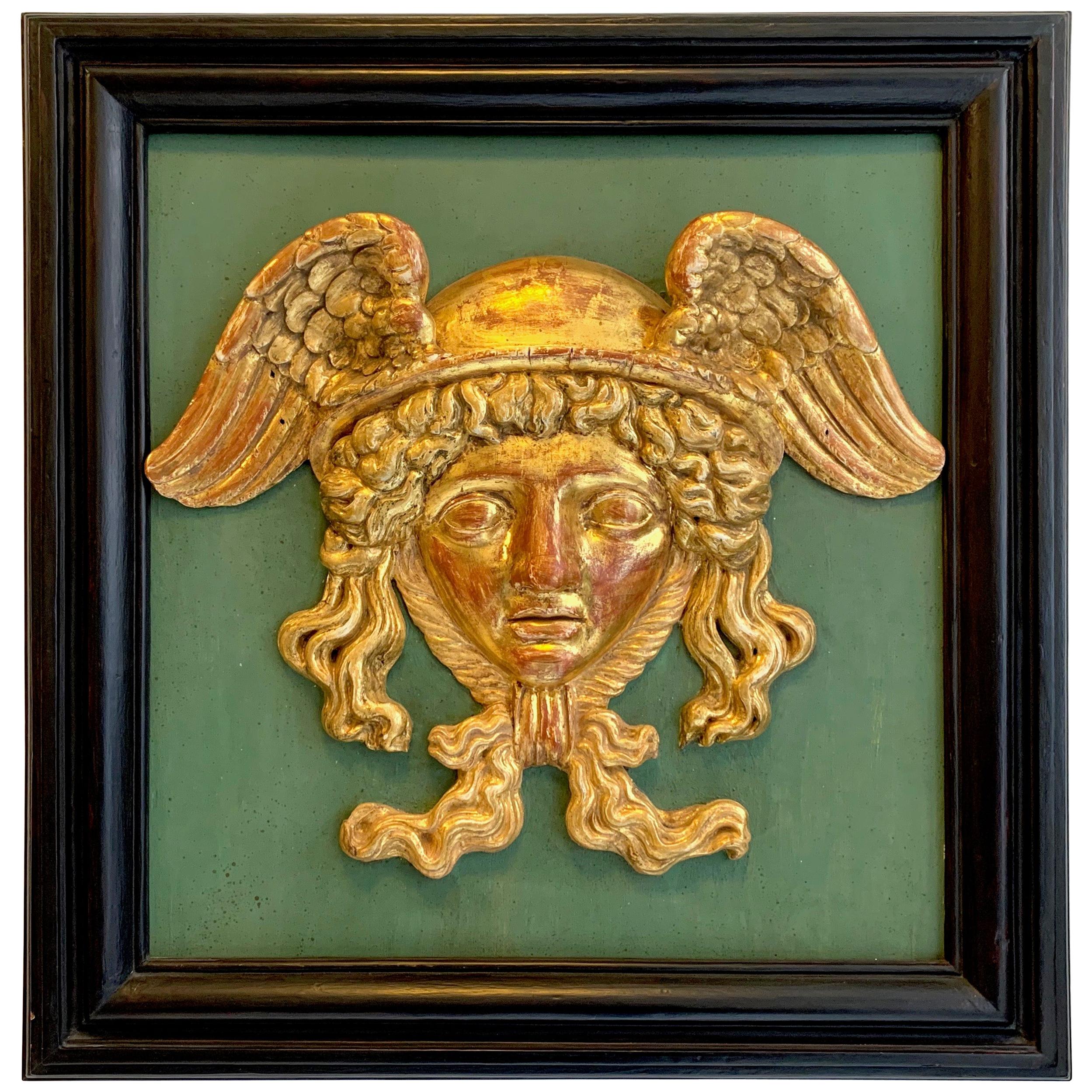 Antique Empire Head of Hermes Carved Wood Messenger of Zeus God of Merchants