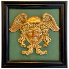 Antique Empire Head of Hermes Carved Wood Messenger of Zeus God of Merchants