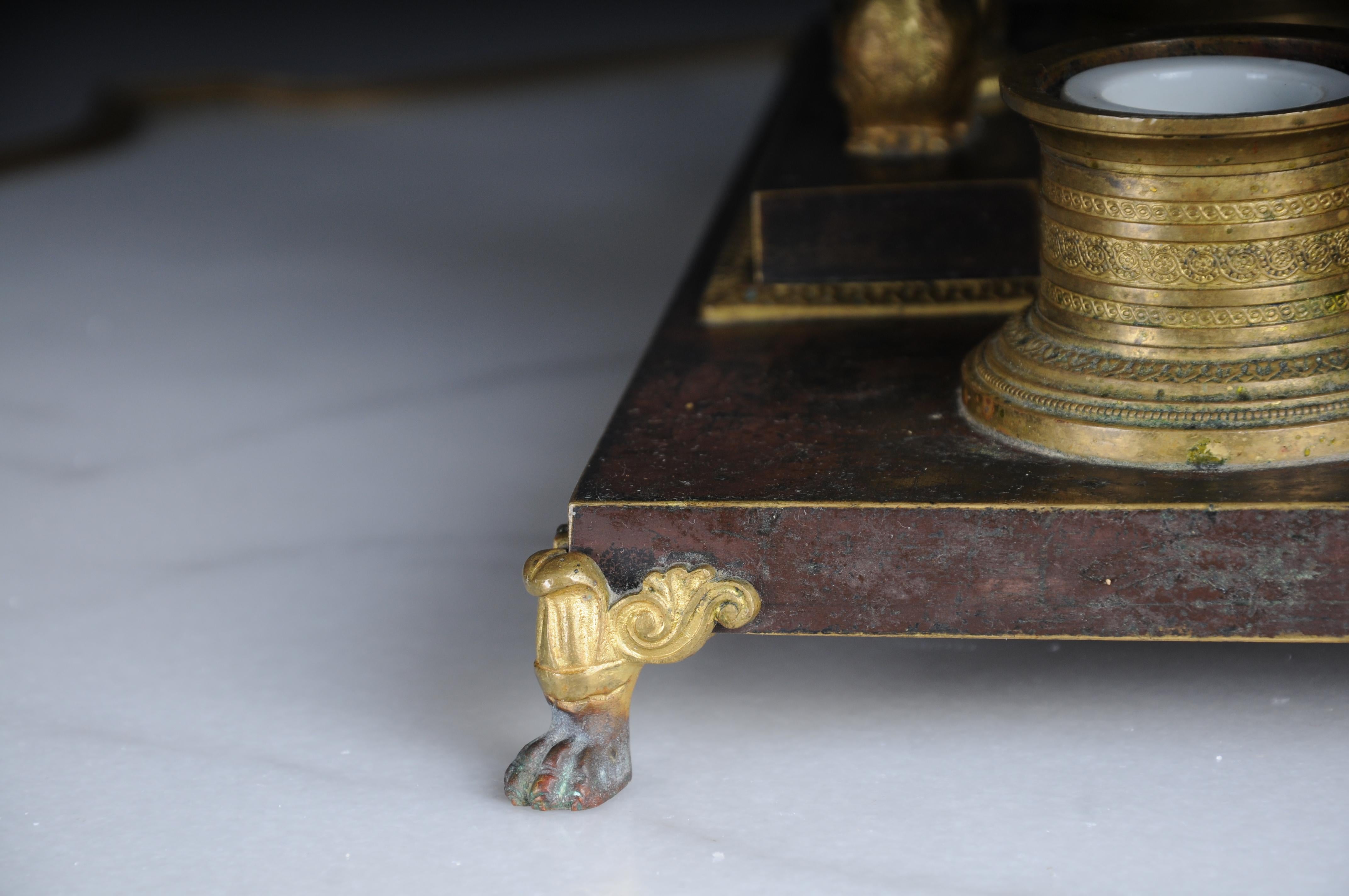 Antique Empire ink set, gold-plated bronze with swans, France For Sale 9