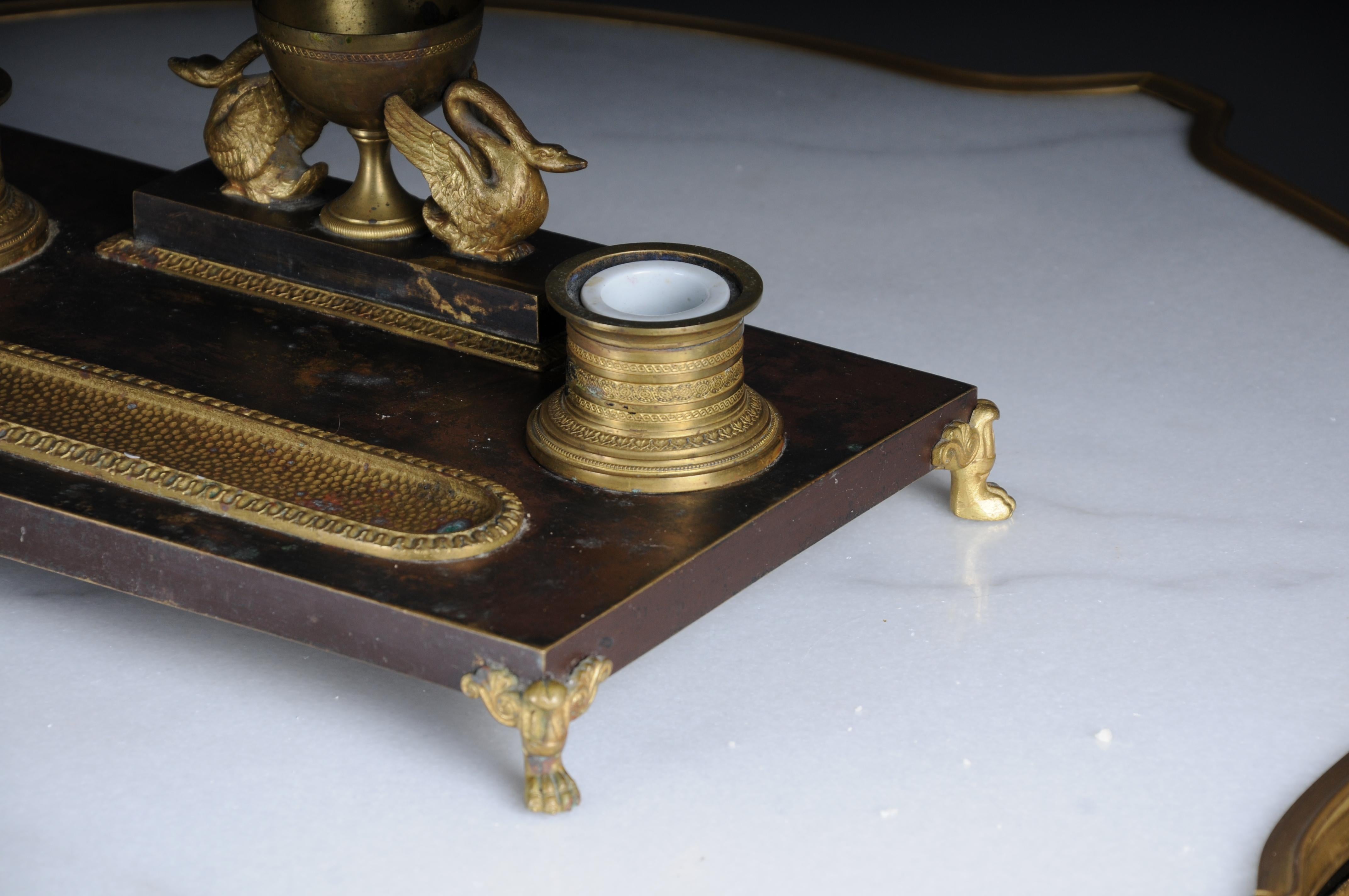 Antique Empire ink set, gold-plated bronze with swans, France For Sale 2