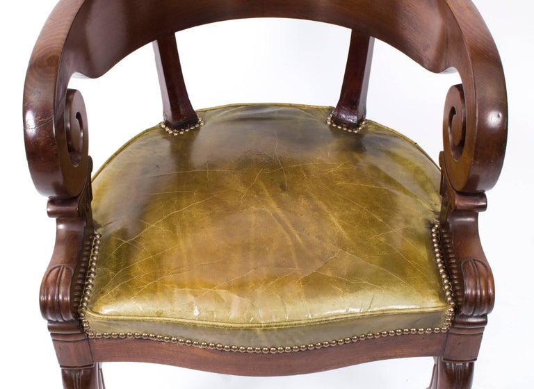 Antique Empire Mahogany Armchair Desk Chair, 19th Century at 1stDibs
