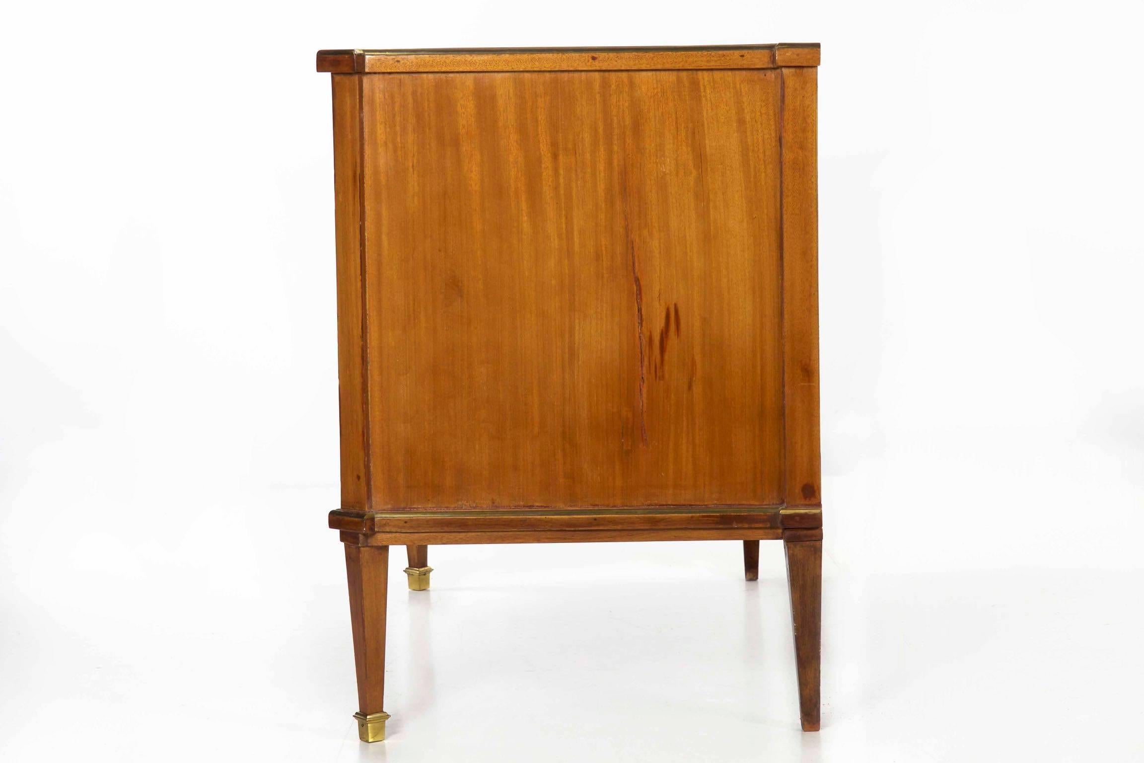 Brass Antique Empire Mahogany Commode Chest of Drawers, 19th Century