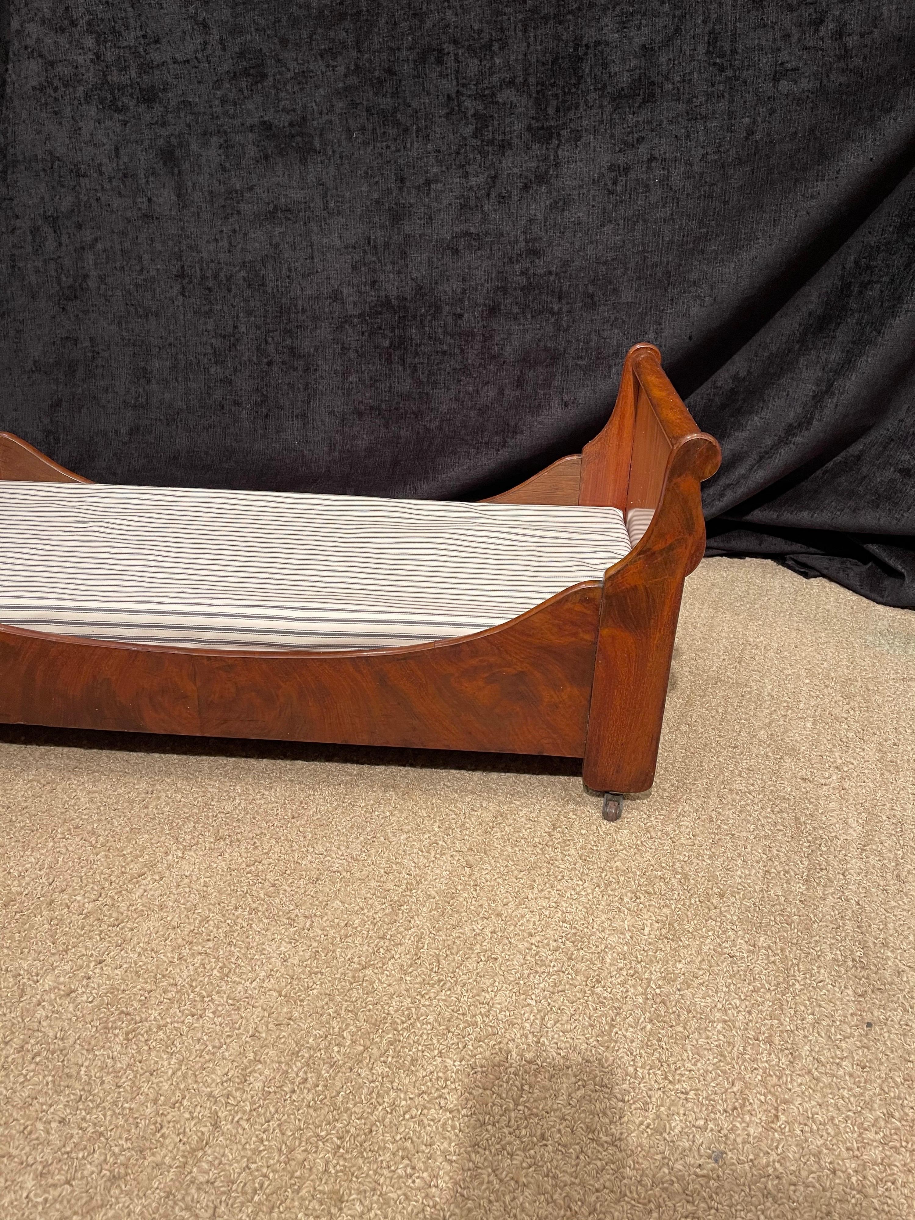 Antique Empire Mahogany Sleigh Bed, Cabinet Makers Example, as Dog Bed For Sale 1