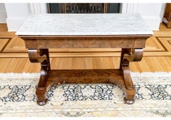Antique Empire Marble Top Mahogany Pier Table, 19th C.