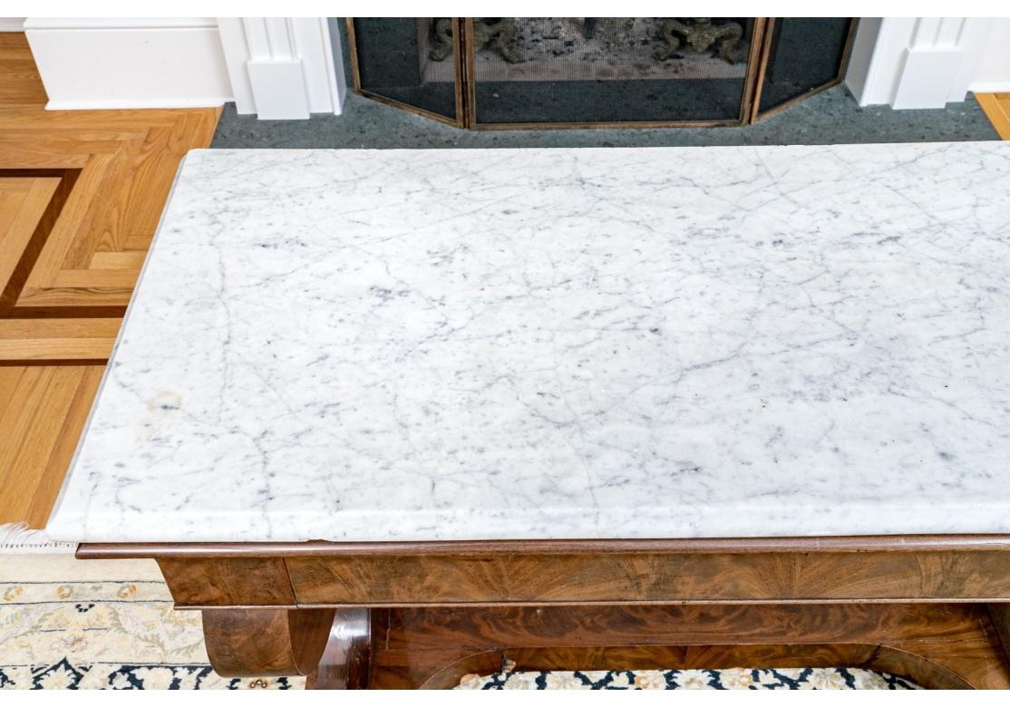 Antique Empire Marble Top Mahogany Pier Table, 19th C. For Restoration In Distressed Condition For Sale In Bridgeport, CT