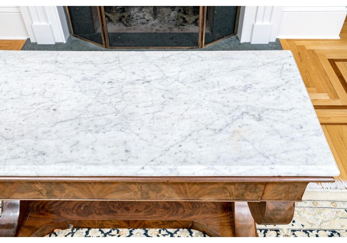 Antique Empire Marble Top Mahogany Pier Table, 19th C. For Restoration For Sale 1