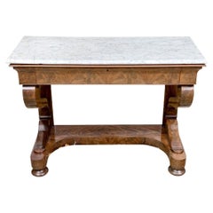 Antique Empire Marble Top Mahogany Pier Table, 19th C. For Restoration