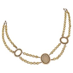 Antique Empire Necklace 18 Karat Gold Shell Cameo Polychrome Enamel