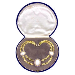 Collar Imperio Antiguo Oro 18 Kilates Concha Camafeo Esmalte Policromo