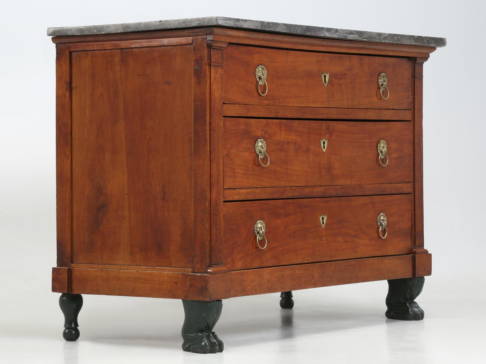 French Antique Empire or Restoration Commode with Lion Paw Feet, Completely Restored
