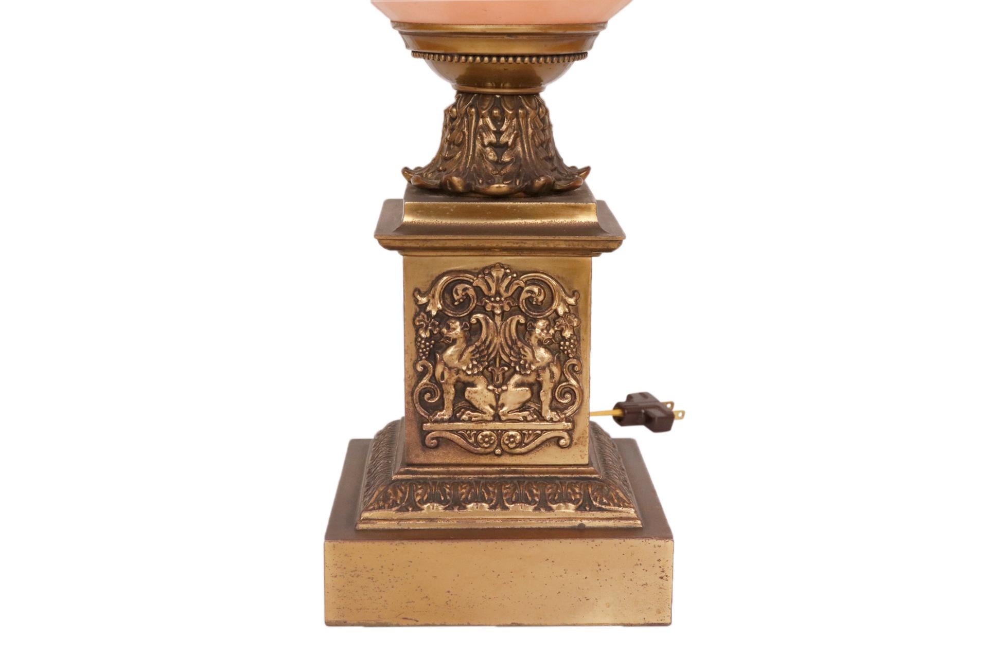 20th Century Antique Empire Painted Globe Table Lamp For Sale