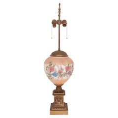 Antike Empire-Tischlampe mit Globe-Bemalung, Empire