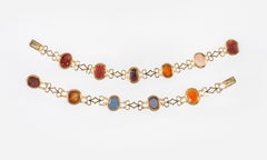 Antique Empire Pair Of 18 K Gold Bracelets/Necklace Ancient + Antique Intaglios