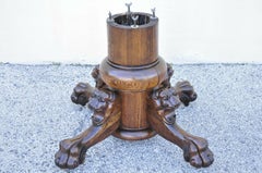Antique Empire Paw Feet Lion Head Oak Dining Table Pedestal Base Horner Style