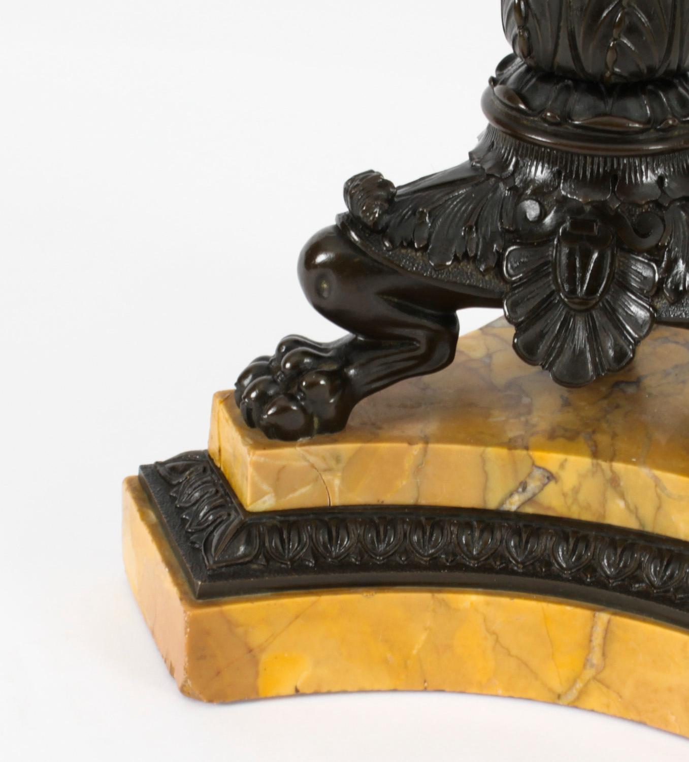 Lampe de table ancienne en bronze d'époque Empire, XIXe siècle en vente 4
