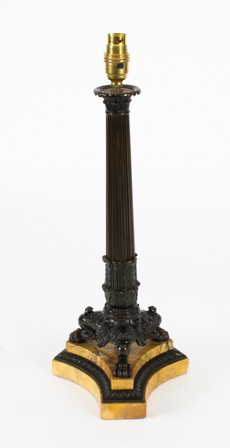Lampe de table ancienne en bronze d'époque Empire, XIXe siècle en vente 5