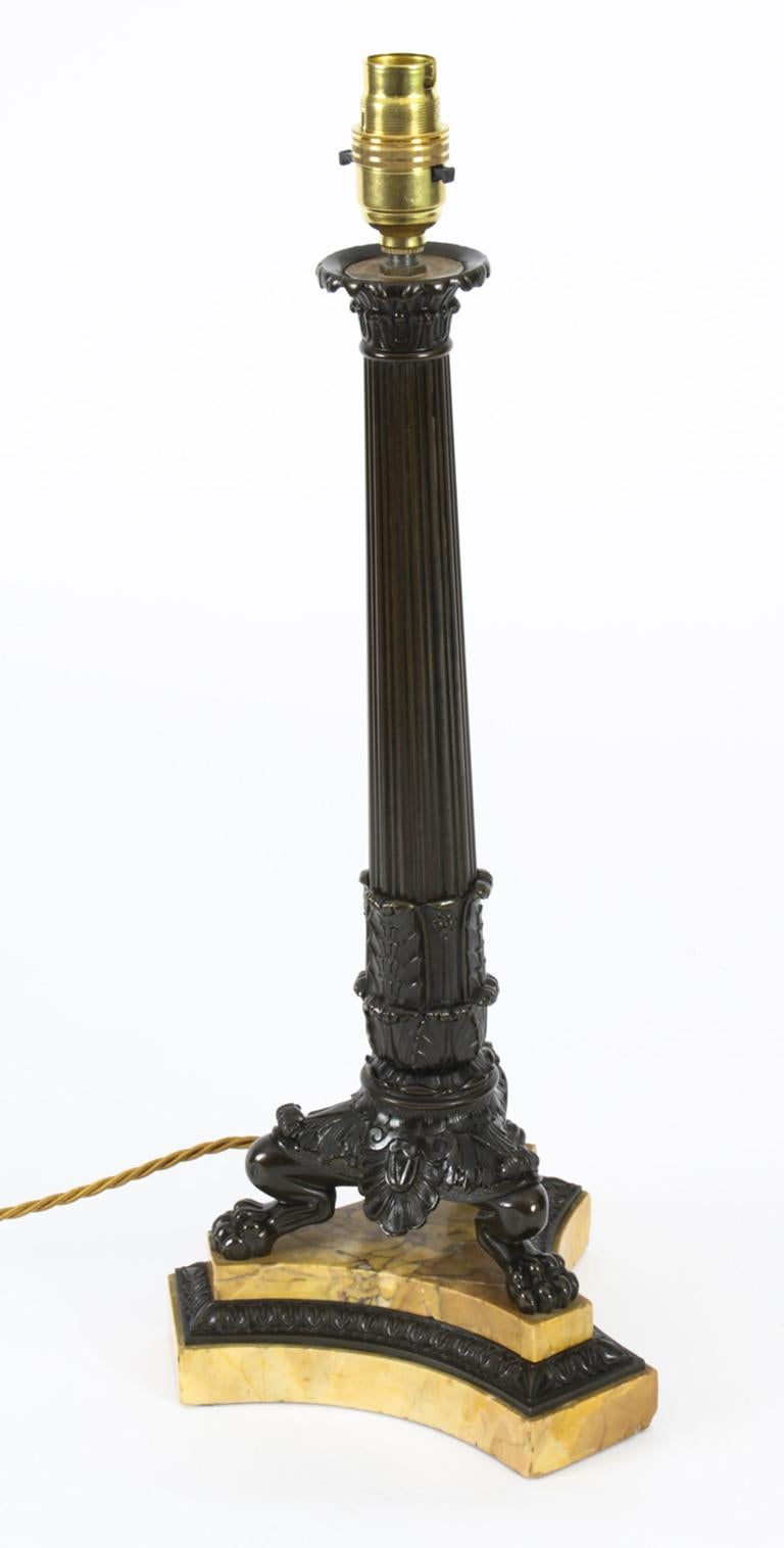 French Antique Empire Period Bronze Table Lamp, 19th Century For Sale