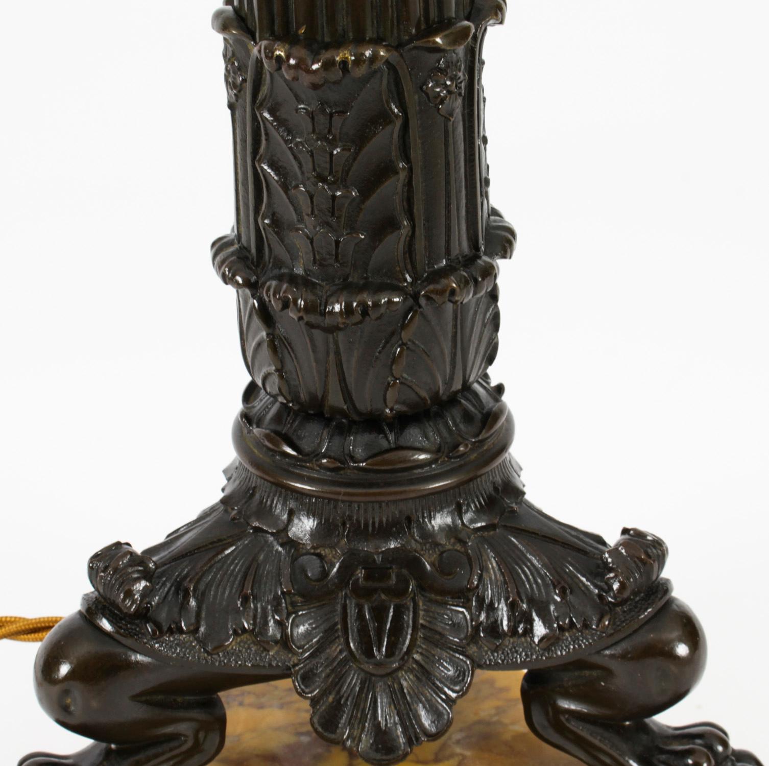 Antique Empire Period Bronze Table Lamp, 19th Century For Sale 1