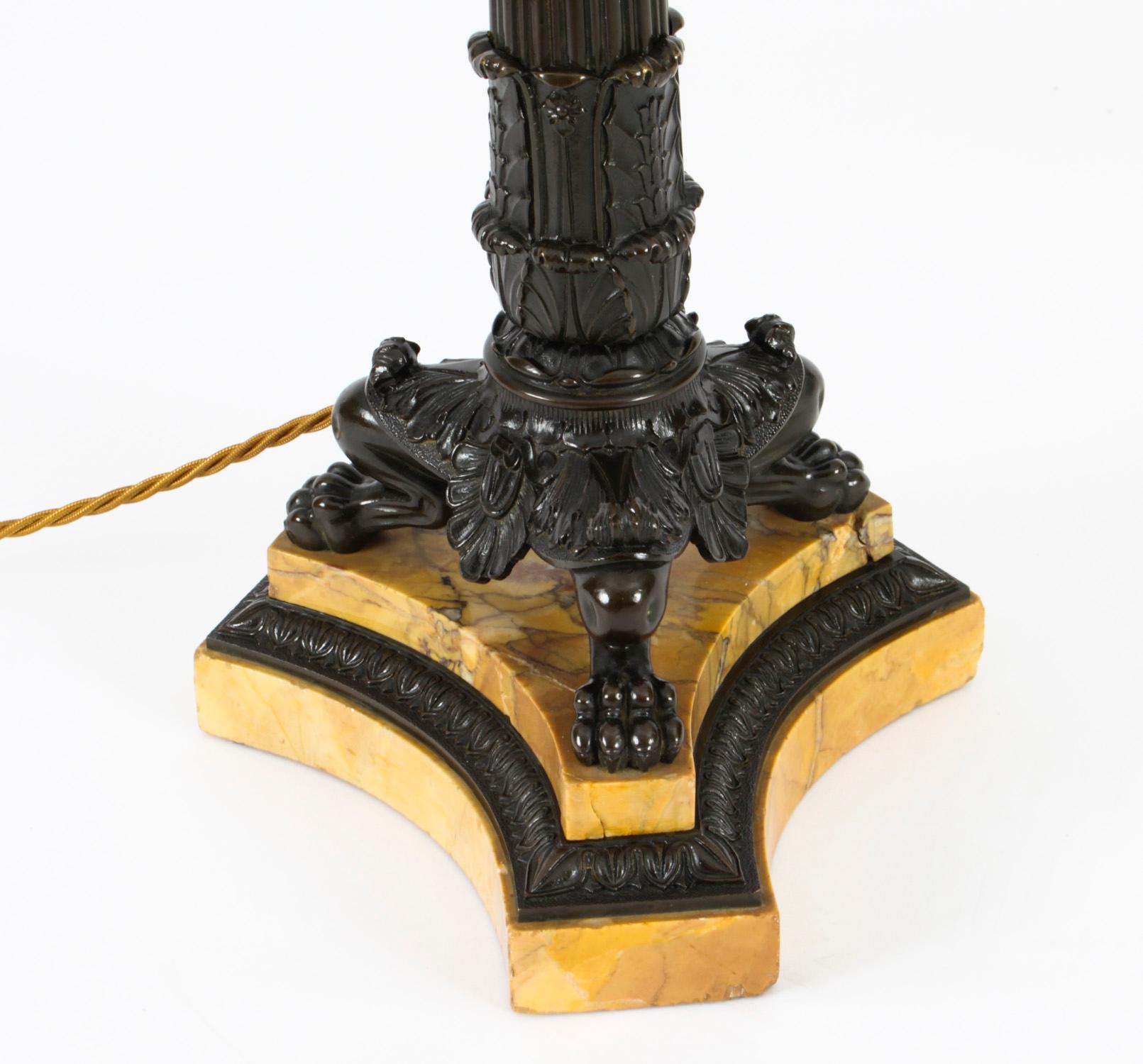 Lampe de table ancienne en bronze d'époque Empire, XIXe siècle en vente 2