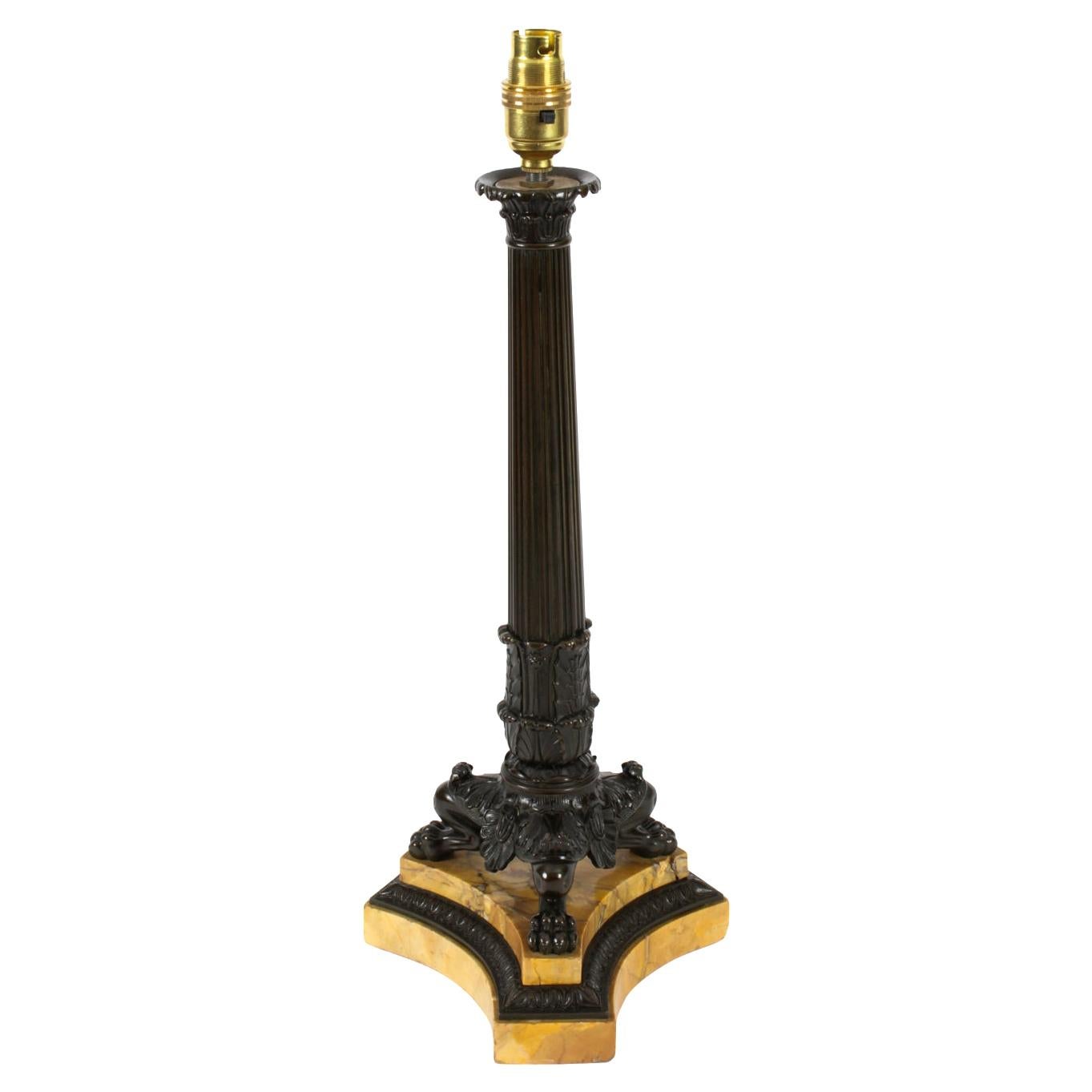 Antique Empire Period Bronze Table Lamp, 19th Century