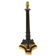 Antique Empire Period Bronze Table Lamp, 19th Century