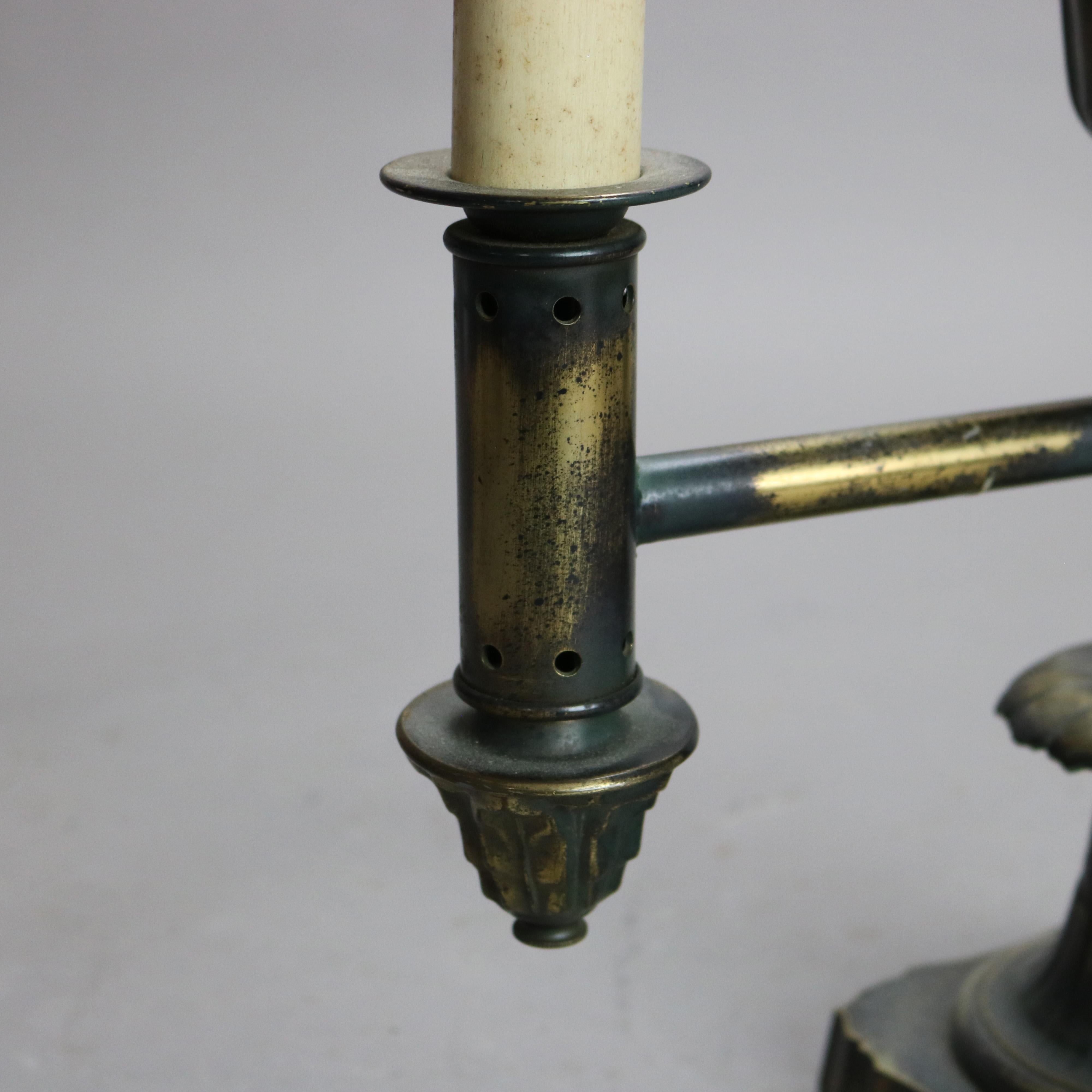 Américain Lampe ancienne d'époque Empire en bronze électrifié Argand C1920 en vente