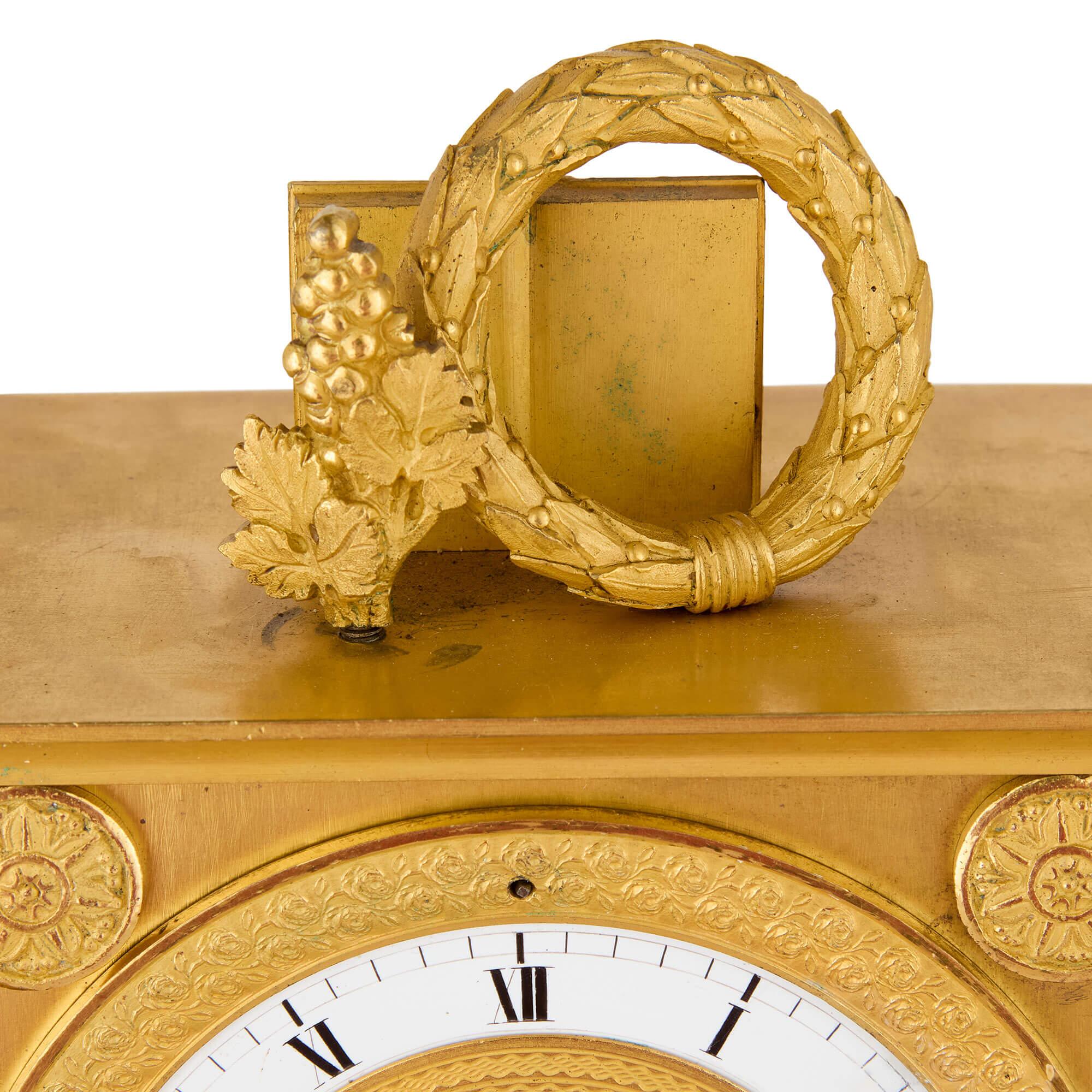 Antique Empire Period Gilt Bronze Clock by Pierre-Philippe Thomire In Good Condition For Sale In London, GB