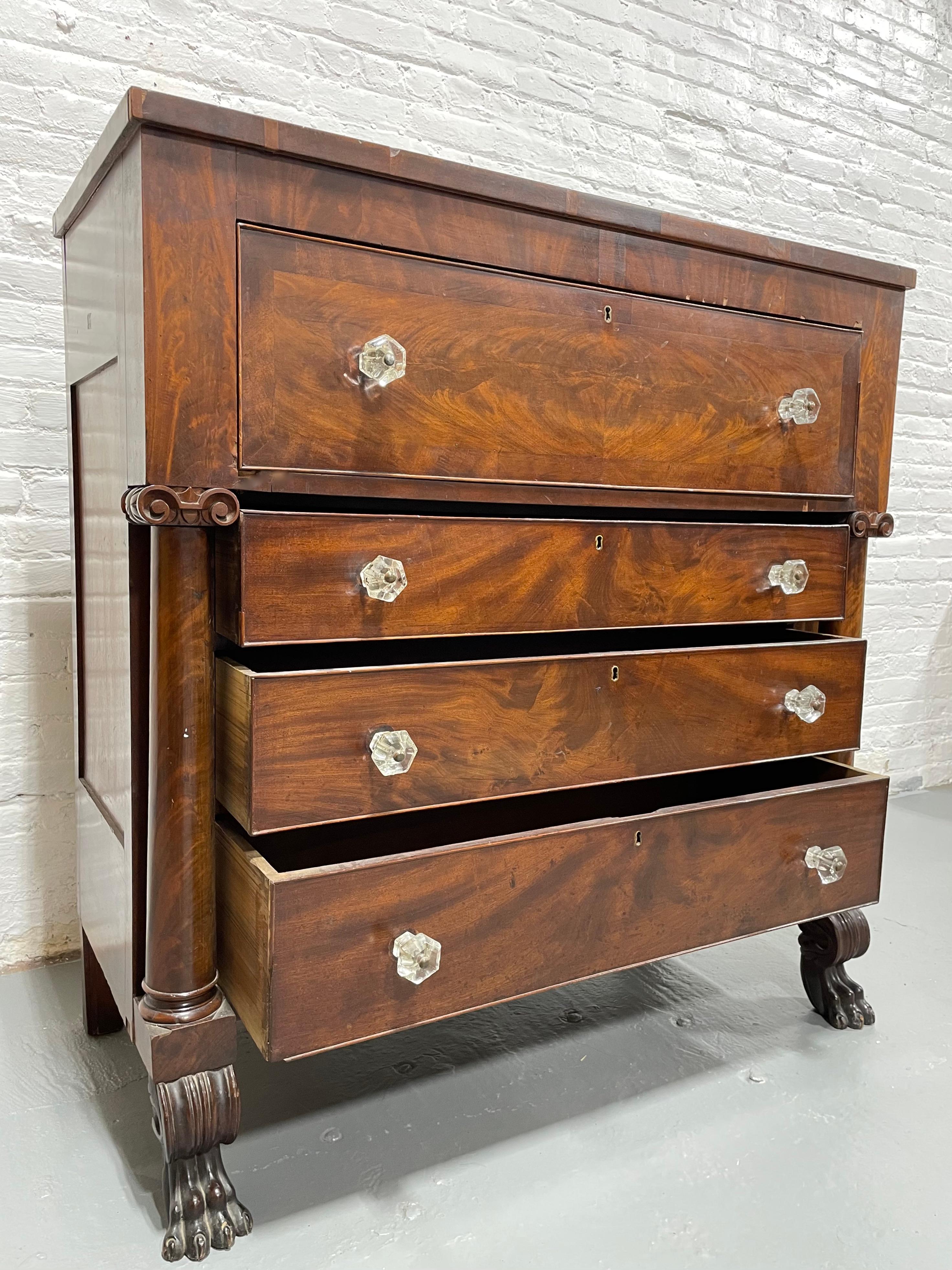 Mid-19th Century Antique Empire Period Mahogany Chest of Drawers, c. 1850’s For Sale