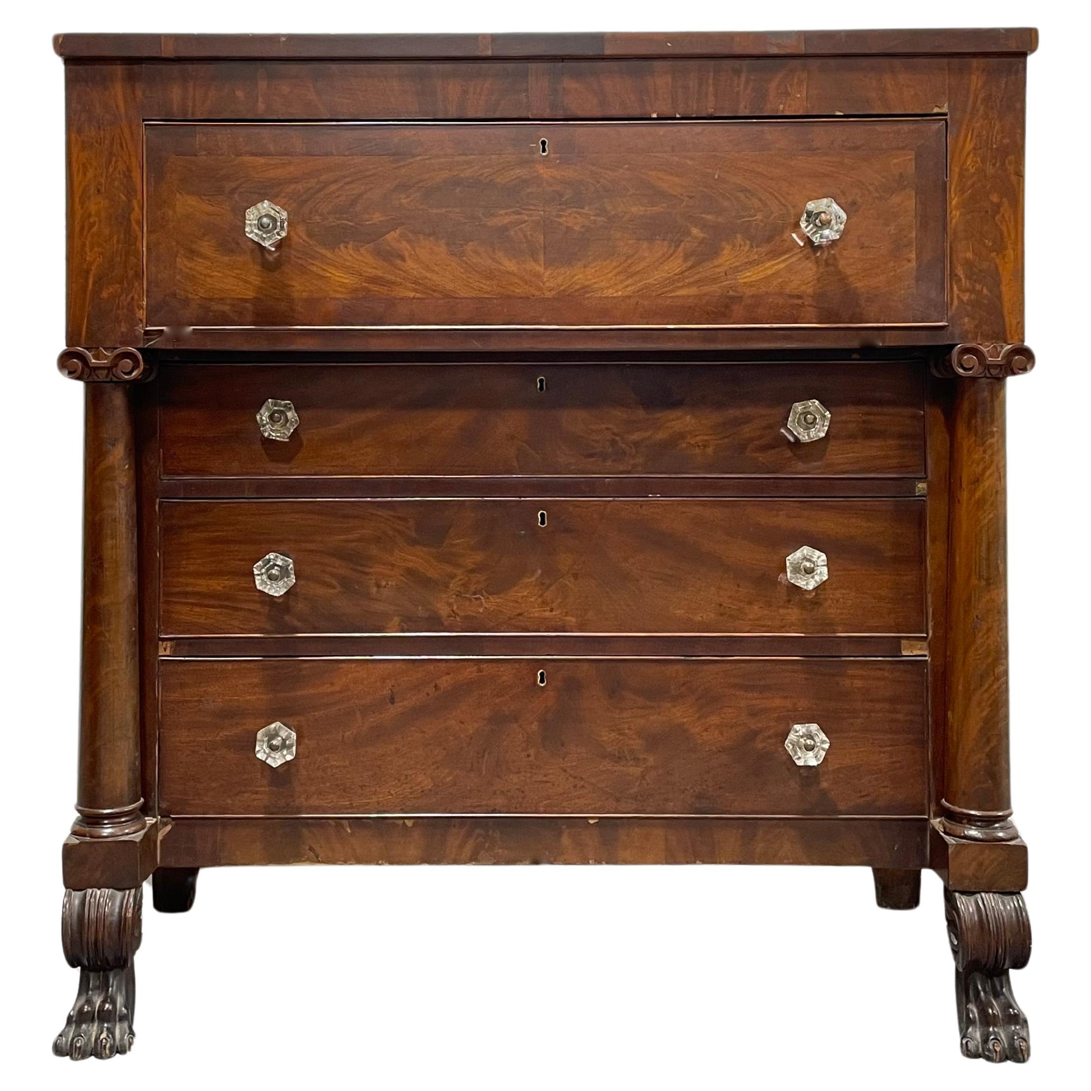 Antique Empire Period Mahogany Chest of Drawers, c. 1850’s For Sale