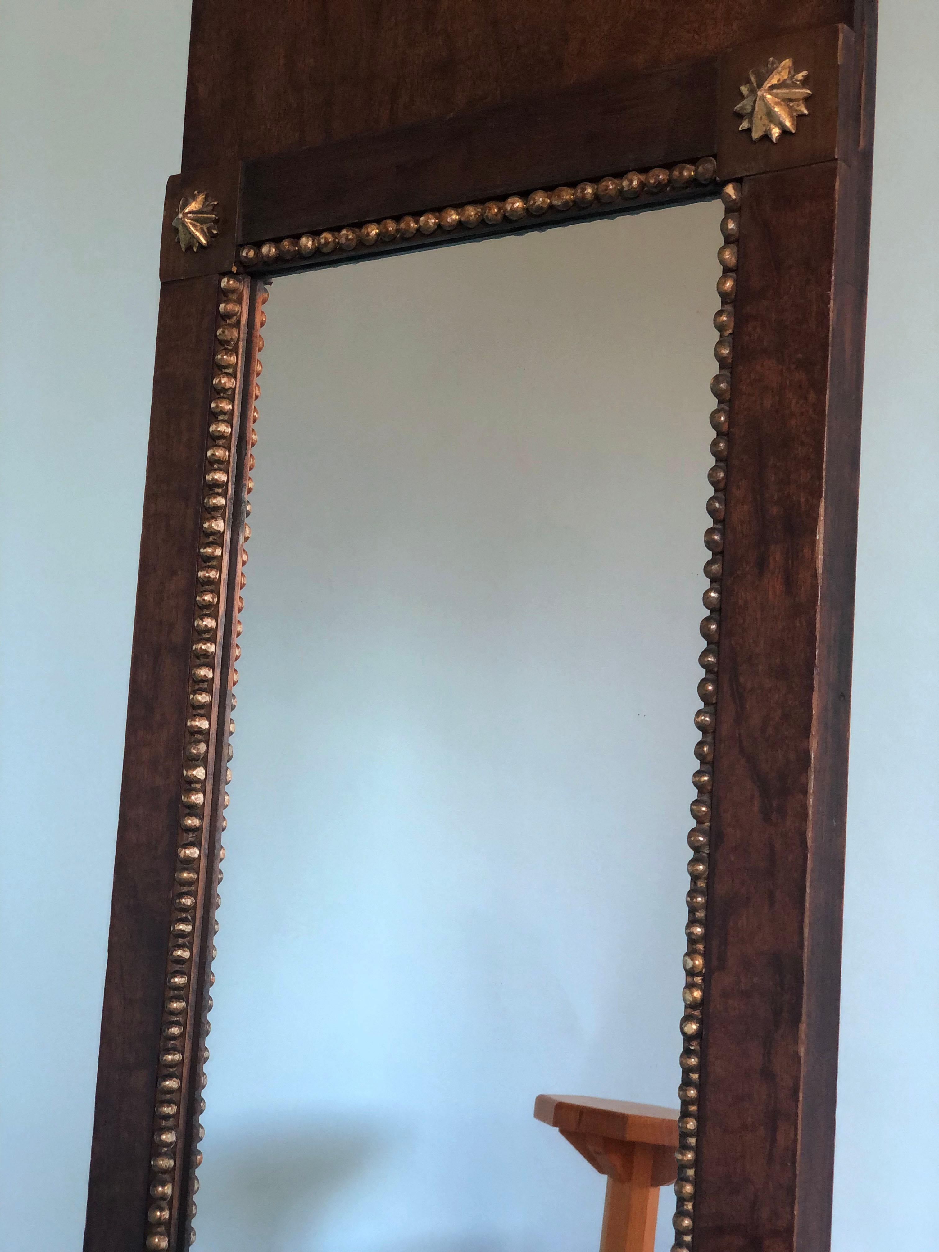 Antique Empire Pier Mirror Full Length Mahogany and Gold France Late 19th Centur For Sale 2