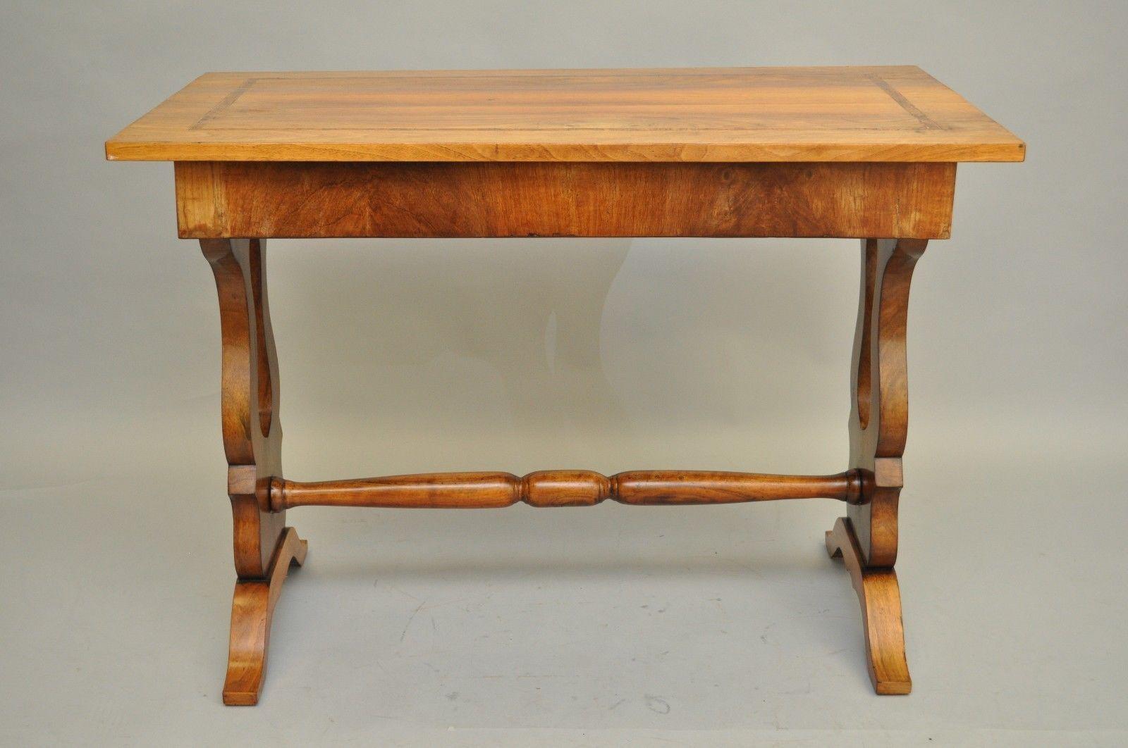 Antique Empire Regency Console Table or Desk, Flame Mahogany, Burl Inlaid 4