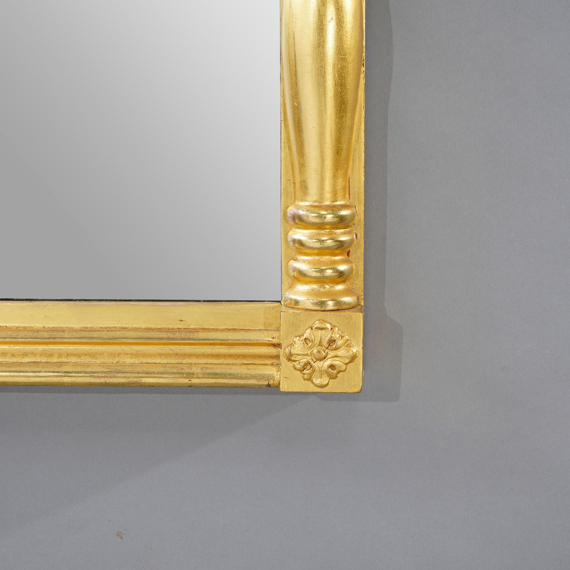 Antique Empire Reverse Painted Still Life Giltwood Trumeau Wall Mirror 19th C For Sale 8