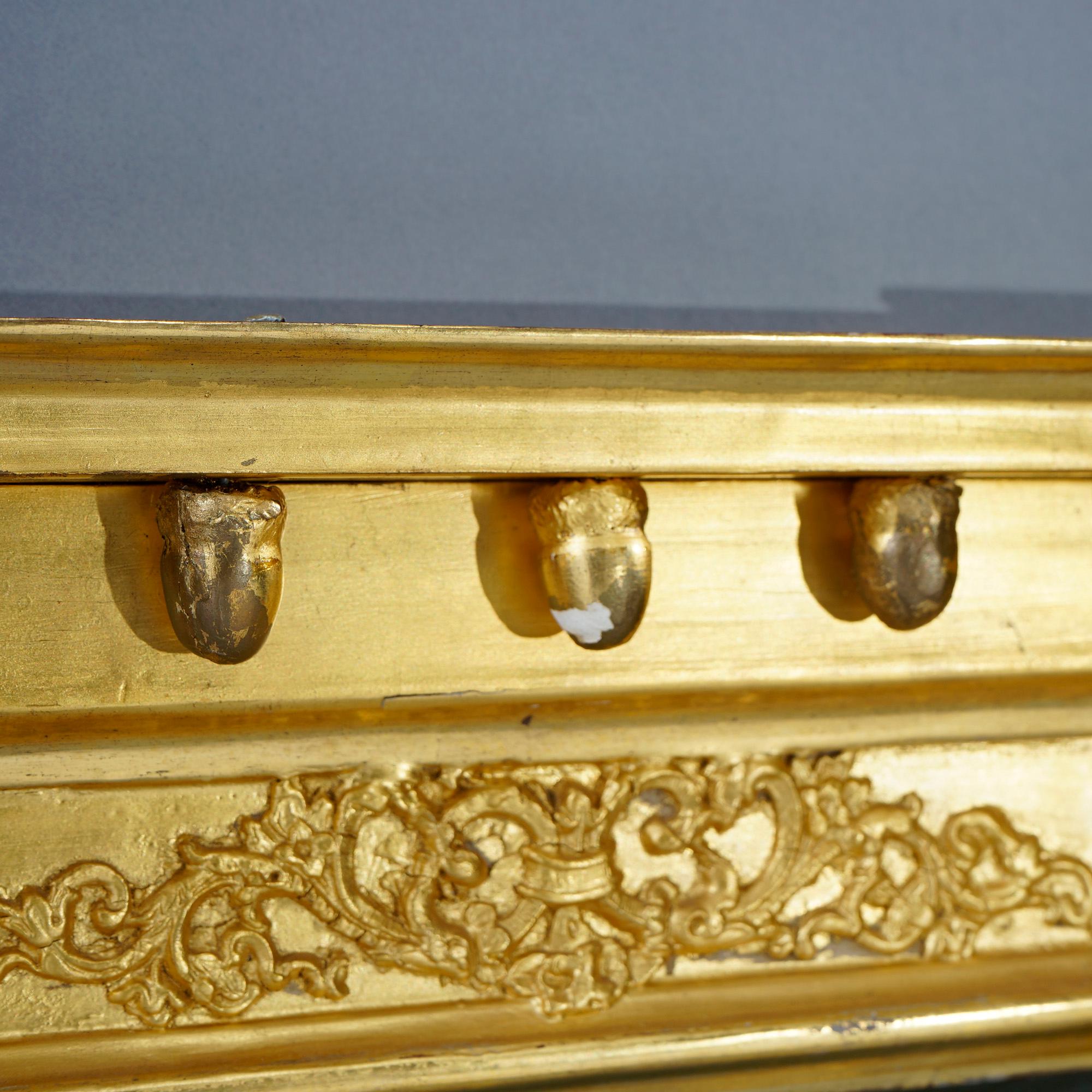 Antiker Empire-Wandspiegel, umgekehrt bemalt, Stillleben, vergoldetes Holz, Trumeau, 19. Jahrhundert im Angebot 3